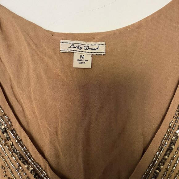 Lucky Brand Gold Sequin "going out" top sleeveless - Picture 2 of 4